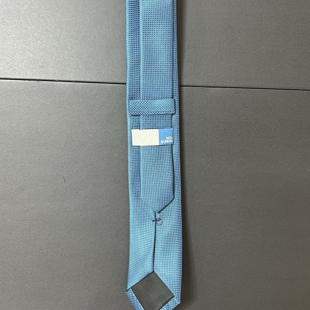 14th And Union Silk Necktie Blue Geometric Print Preppy Business Formal Wedding